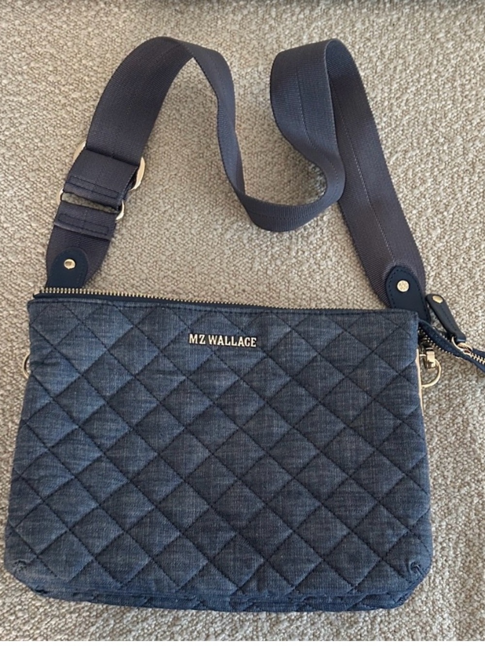 MZ Wallace Quilted DENIM RARE Crossbody in Dark Navy